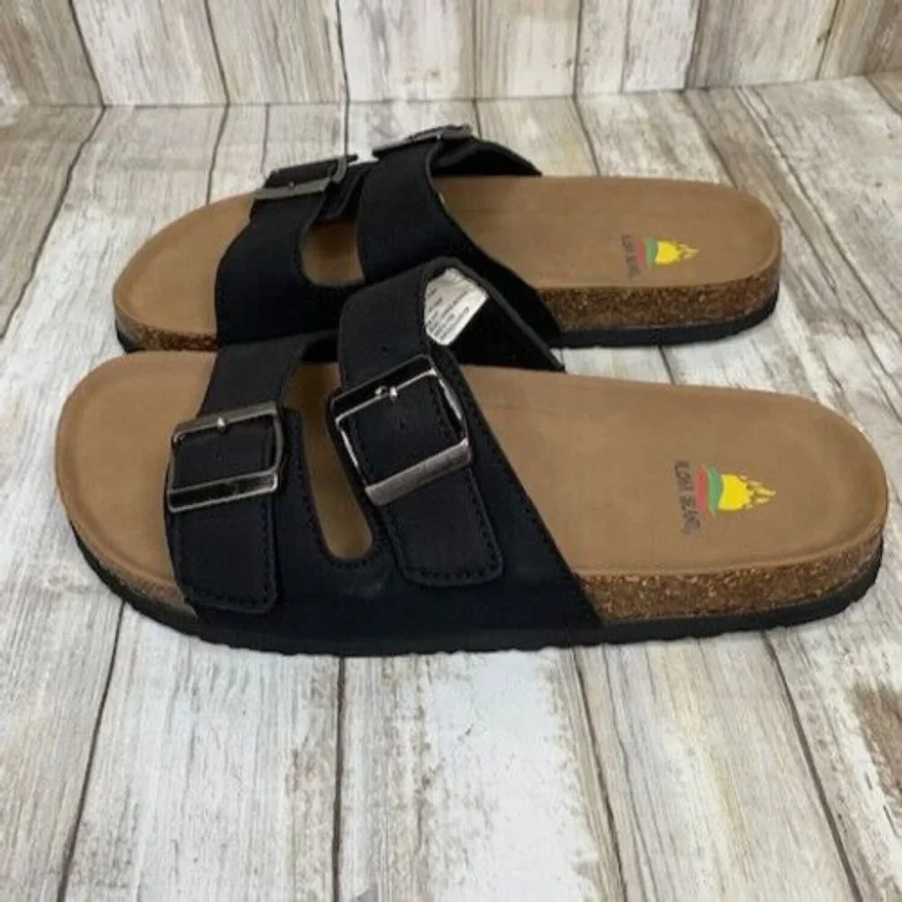 Aloha‎ Island Womens Size 9W Black Strap Buckle Sandals